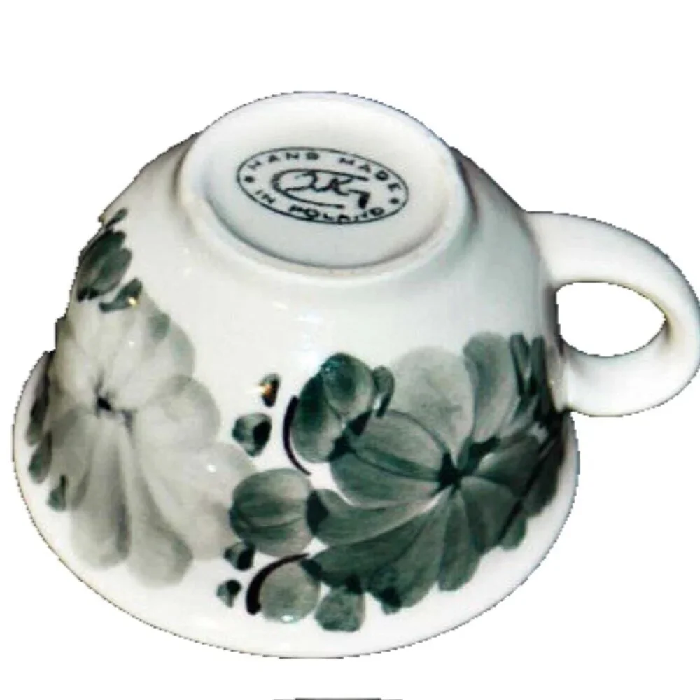 Polish Cup & Saucer Hand Painted Makers Stamp Poland Made